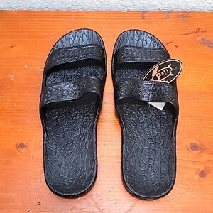 NEW PALI HAWAII UNISEX BLACK RUBBER WATERPROOF COMFORTABLE SLIDE SANDAL SIZE 12